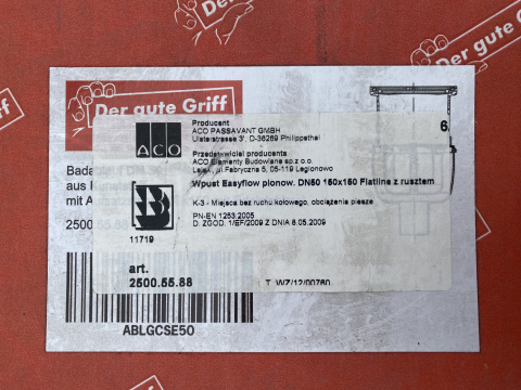 Wpust EASYFLOW DN50 pionowy z rusztem 150x150 Wpust EASYFLOW DN50 pionowy z rusztem 150x150