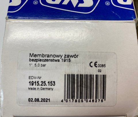 Zawór bezpieczeństwa 1915 5 bar 1" Zawór bezpieczeństwa 1915 5 bar 1"