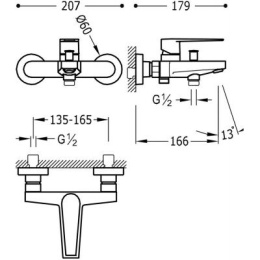 Bateria wannowo prysznicowa ścienna CLASS