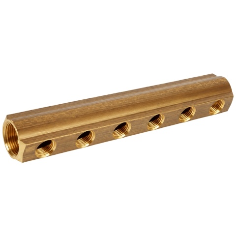 Belka rozdzielacza z gwintami wewnętrznymi L=50 1"x1/2" (2 obwody)