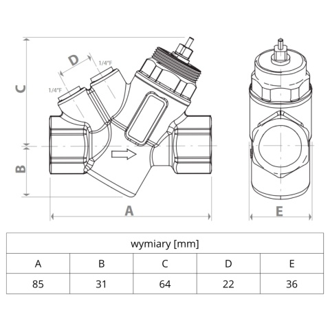Automatyczny zawór regulujący przepływ (PICV) 3/4"