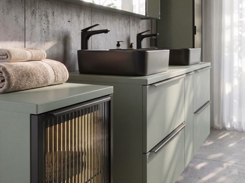 Szafka łazienkowa z podświetleniem LED i z blatem 40 cm SOMBRA GREEN