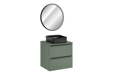 Zestaw meblowy 60cm z blatem, umywalką nablatową Slim i lustrem led
