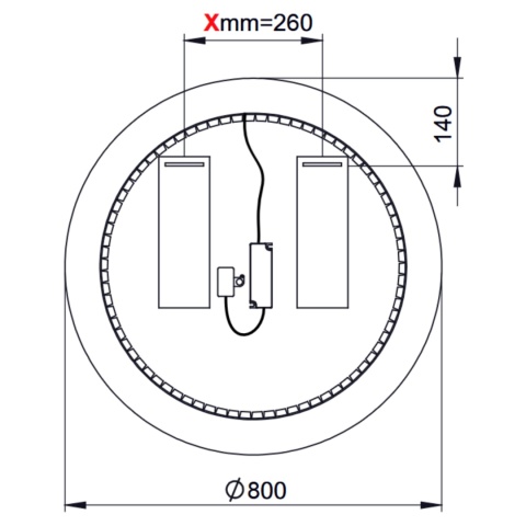 Lustro LED w ramie 80 cm HESTIA