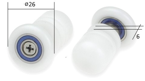 Rolki pojedyncze do szyb 6 mm Rolki pojedyncze do szyb 6 mm