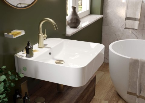 Umywalka ceramiczna nablatowa/ścienna z miejscem na baterię Umywalka ceramiczna nablatowa/ścienna z miejscem na baterię