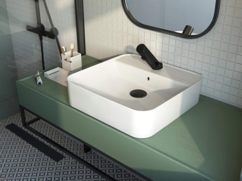 Umywalka ceramiczna nablatowa/ścienna z miejscem na baterię Umywalka ceramiczna nablatowa/ścienna z miejscem na baterię