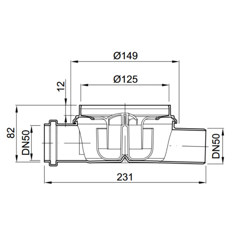 Wpust prysznicowy poziomy ACO Easyflow DN50 100x100 Wpust prysznicowy poziomy ACO Easyflow DN50 100x100