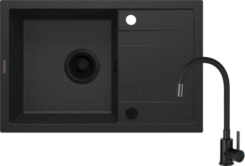 Zlewozmywak granitowy z baterią 1-komorowy z ociekaczem