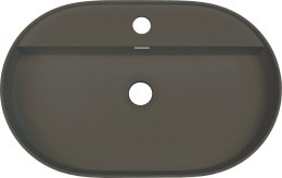 Umywalka granitowa nablatowa z wyspą na baterię - owalna