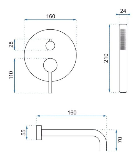 BATERIA WANNOWA PODTYNKOWA LUNGO CZARNA + BOX BATERIA WANNOWA PODTYNKOWA LUNGO CZARNA + BOX