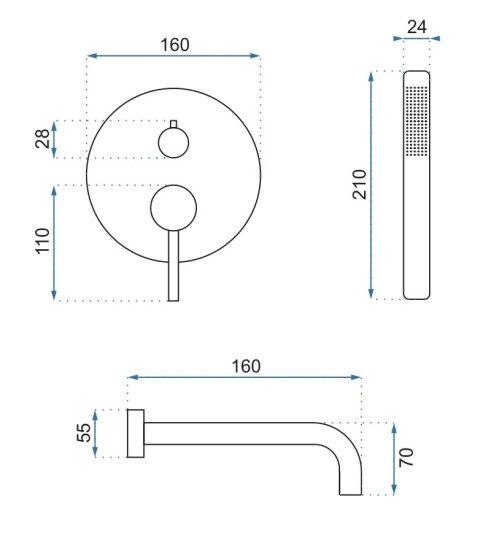 BATERIA WANNOWA PODTYNKOWA LUNGO CHROM + BOX BATERIA WANNOWA PODTYNKOWA LUNGO CHROM + BOX