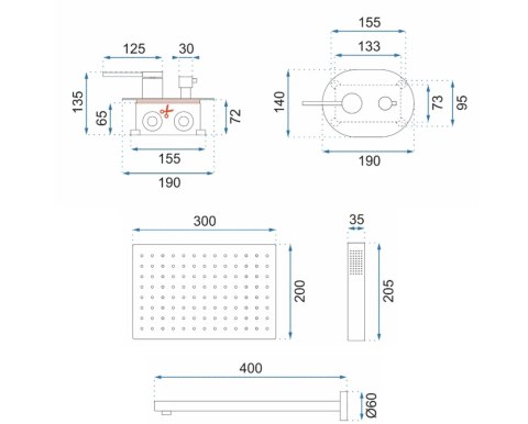 ZESTAW NATRYSKOWY PODTYNKOWY OVAL CZARNY + ECO BOX ZESTAW NATRYSKOWY PODTYNKOWY OVAL CZARNY + ECO BOX