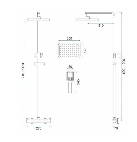 ZESTAW NATRYSKOWY TOM CZARNY TERMOSTAT