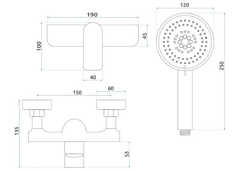 BATERIA PRYSZNICOWA DART CHROM BATERIA PRYSZNICOWA DART CHROM