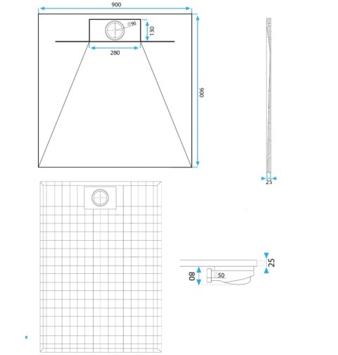 BRODZIK BAZALT CARRARA WHITE 90x90 BRODZIK BAZALT CARRARA WHITE 90x90