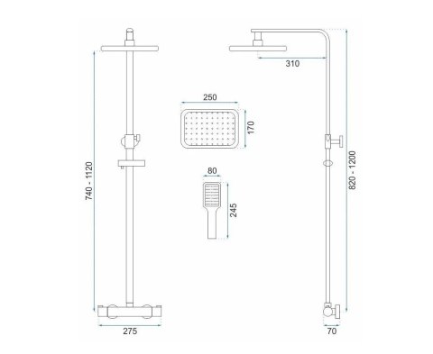 ZESTAW NATRYSKOWY TOM ZŁOTY SZCZO TERMOSTAT
