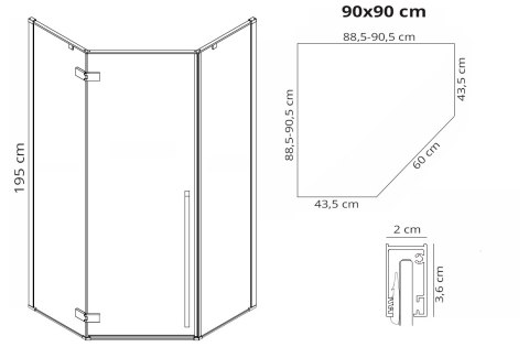 KABINA DIAMOND BLACK 90x90 KABINA DIAMOND BLACK 90x90