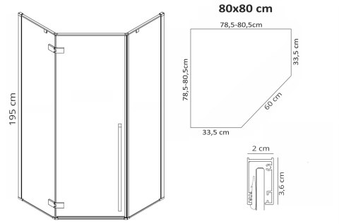 KABINA DIAMOND BLACK 90x90 KABINA DIAMOND BLACK 90x90