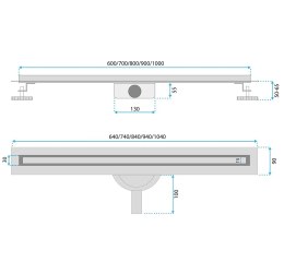 ODPŁYW NEOX SLIM PRO JASNA MIEDŹ SZCZOTKOWANA 800