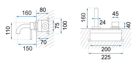 BATERIA UMYWALKOWA PODTYN LUNGO MIEDŹ SZCZOT + BOX BATERIA UMYWALKOWA PODTYN LUNGO MIEDŹ SZCZOT + BOX