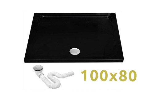 BRODZIK SAVOY BLACK 80x100x6cm + SYFON BRODZIK SAVOY BLACK 80x100x6cm + SYFON