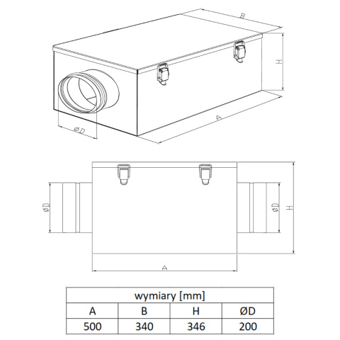 Izolowana skrzynka filtracyjna P3Ductal z filtrem G4 (500x340x346; fi200) Izolowana skrzynka filtracyjna P3Ductal z filtrem G4 (500x340x346; fi200)