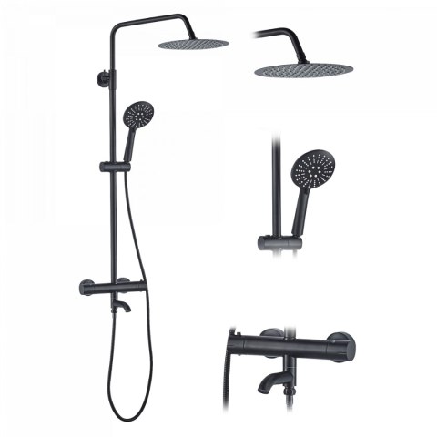 ZESTAW NATRYSKOWO-WANNOWY LUNGO CZARNY TERMOSTAT