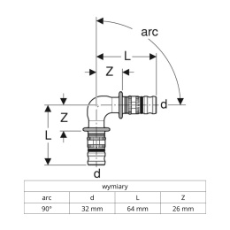 Kolano Geberit Mepla d32 90°
