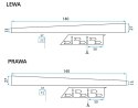 LISTWA SPADKOWA SZCZOTKOWANA 140 cm LEWA