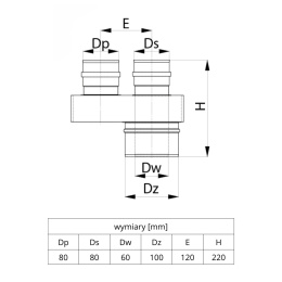 Rozdzielacz koncentryczny SPS 60/100 na 80/80 De Dietrich DY723