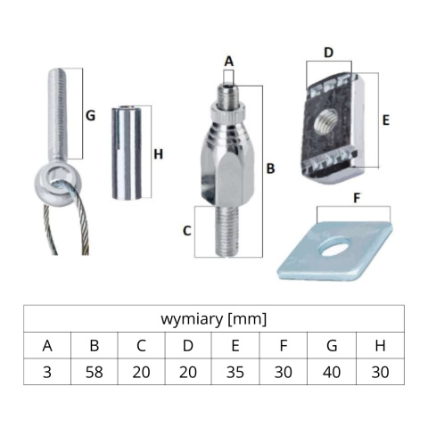 Zawiesie linkowe EXAR SKK (śr. liny 2 mm; dł. liny 1 m) Zawiesie linkowe EXAR SKK (śr. liny 2 mm; dł. liny 1 m)