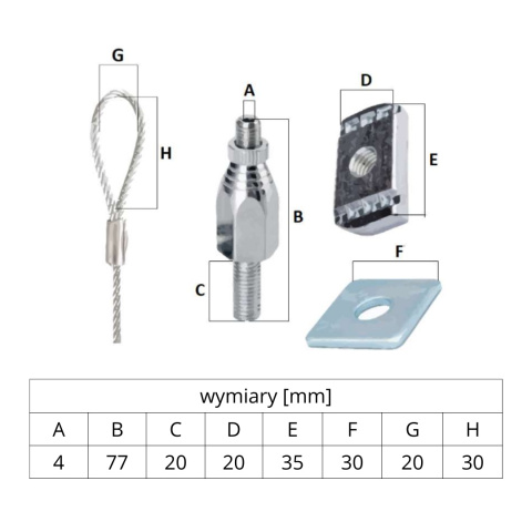 Zawiesie linkowe EXAR SKO (śr. liny 3 mm; dł. liny 2 m) Zawiesie linkowe EXAR SKO (śr. liny 3 mm; dł. liny 2 m)