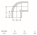 Kolano PVC 1/2'' 90° (woda zimna)