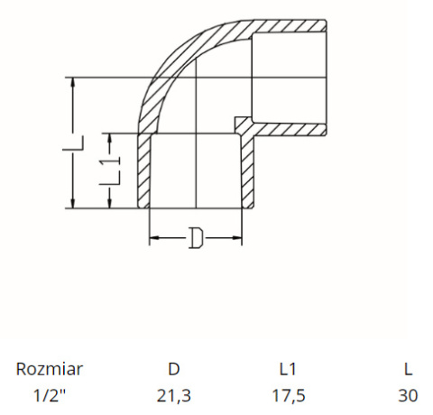 Kolano PVC 1/2'' 90° (woda zimna) Kolano PVC 1/2'' 90° (woda zimna)