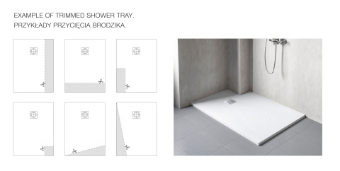 Stone Tray - Brodzik kompozytowy "F" Biały 90x110x2,5