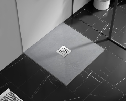 Stone Tray - Brodzik kompozytowy "F" Jasnoszary 80x100x2,5