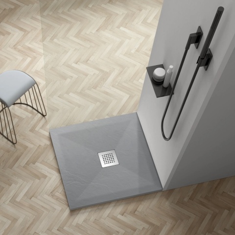 Stone Tray - Brodzik kompozytowy "F" Jasnoszary 90X90x2,5