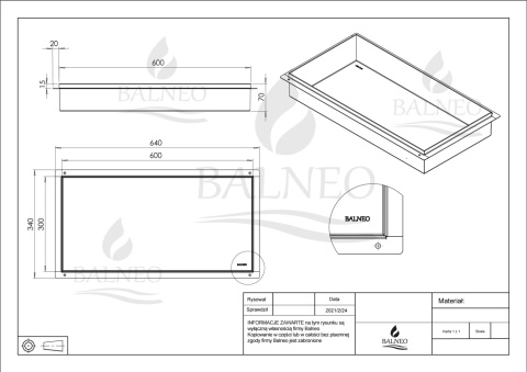 WALL-BOX NO RIM - Półka wnękowa bezramkowa INOX 60x30x7 cm