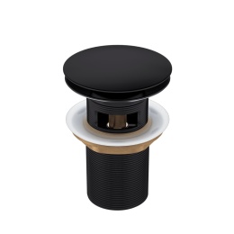 Korek umywalkowy mosiężny Klik Klak A z przelewem Czarny