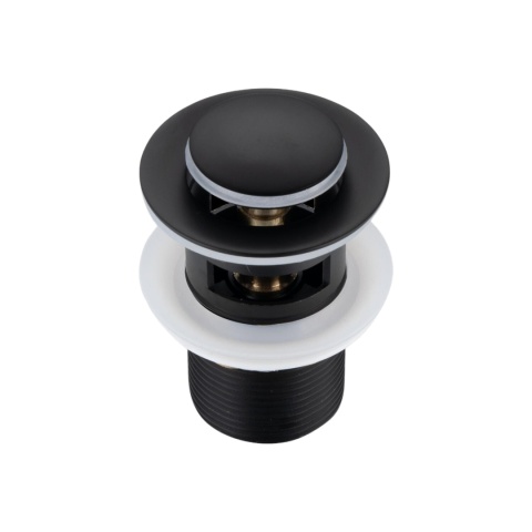 Korek umywalkowy mosiężny Klik Klak B z przelewem Czarny