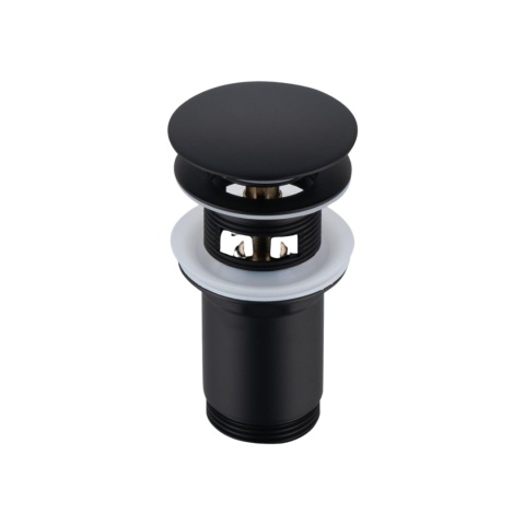 Korek umywalkowy mosiężny Klik Klak C z przelewem Czarny