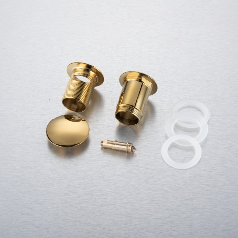 Korek umywalkowy mosiężny Klik Klak C z przelewem Złoty