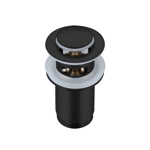 Korek umywalkowy mosiężny Klik Klak E z przelewem Czarny