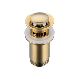 Korek umywalkowy mosiężny Klik Klak E z przelewem Złoty