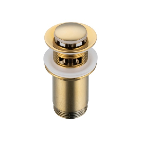 Korek umywalkowy mosiężny Klik Klak E z przelewem Złoty