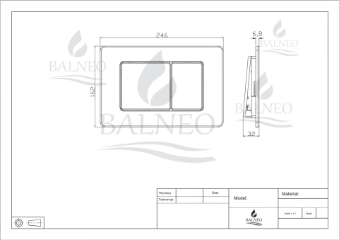 Przycisk spłukujący do WC ze stali nierdzewnej AXO chrom