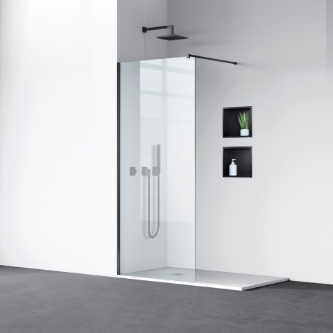 Ścianka prysznicowa Beira 120 x 200 cm transparentna 8 mm czarna