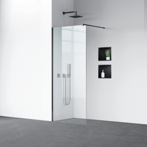 Ścianka prysznicowa Beira 90 x 200 cm transparentna 8 mm czarna