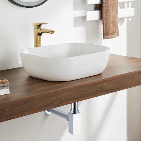 Syfon umywalkowy mosiężny kwadratowy Chrom